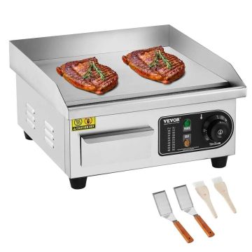 Komercinė elektrinė keptuvė, 2000 W, nerūdijantis plienas, reguliuojama temperatūra