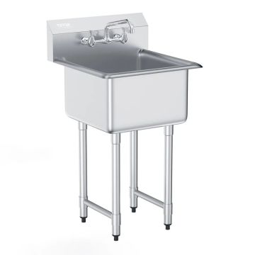 Nerūdijančio plieno vieno dubens laisvai pastatoma kriauklė su maišytuvu, 533x1041 mm