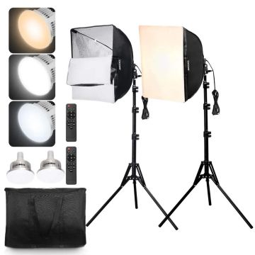 Šviestuvo komplektas softbox 40x40 cm, reguliuojamas 3000–6500 K