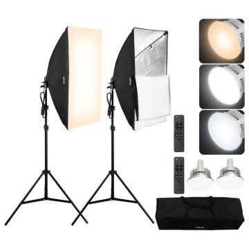 Šviestuvo komplektas softbox 50x70 cm, 45 W, LED 3000–6500 K