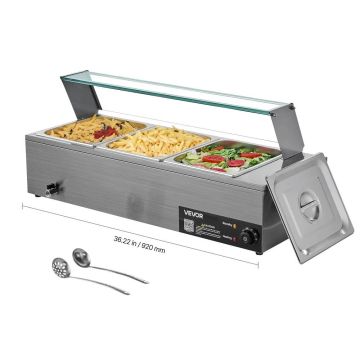 Elektrinis nerūdijančio plieno maisto garintuvas, 1500 W, 3 indai, stalviršinis