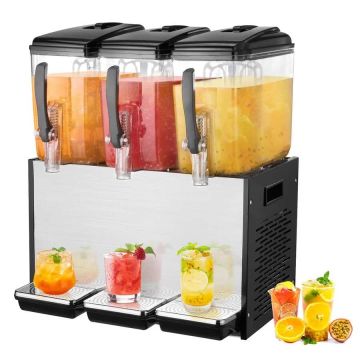 Komercinis nerūdijančio plieno 3 talpų gėrimų dozatorius, 3x12 L, 370 W, šaltiems gėrimams