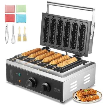Komercinis nerūdijančio plieno vaflių lazdelių kepimo aparatas, 6 vnt., 1500 W