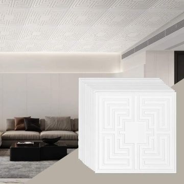 Lubų plytelės, 24x24 col., baltos PVC, 12 vnt. pakuotė
