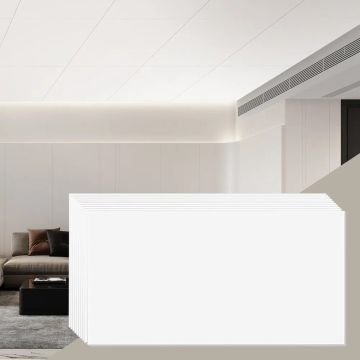 Lubų plytelės 24x24 colių, 10 vnt., baltos, PVC, įleidžiamos
