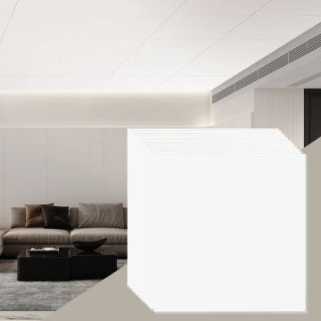Lubų plytelės PVC putplasčio, 24x24 col., baltos, 12 vnt. pakuotėje