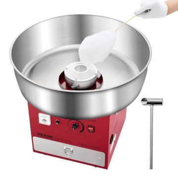 Elektrinis cukraus vatos aparatas, 1000W, 52 cm nerūdijančio plieno dubuo, raudonas