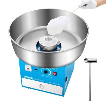 Elektrinis cukraus vatos aparatas, 1000 W, 52 cm nerūdijančio plieno dubuo, mėlynas