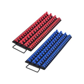 Lizdų organizatoriaus dėklas 160 lizdų 1/4", 3/8" ir 1/2" rinkinys, plieninis bėgelis su rankena, 2 vnt.