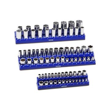 Magnetinių galvučių laikiklis su skaidriomis etiketėmis, mėlynas, 3 vnt., 1/4"–1/2"