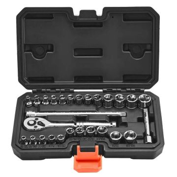 Galvučių rinkinys 27 dalių, 6,4 mm, SAE ir metriniai, CR-V plienas, mechaniko įrankiai
