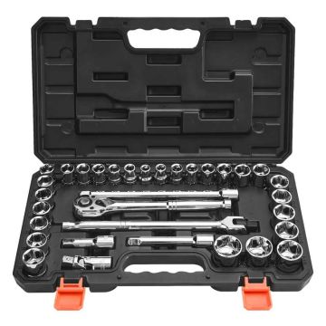 Galvučių rinkinys 33 dalių, 12,7 mm, SAE ir metriniai, CR-V plienas, mechanikui