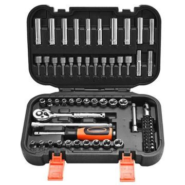 Galvučių rinkinys 70 dalių, 6,4 mm, SAE ir metriniai, CR-V plienas