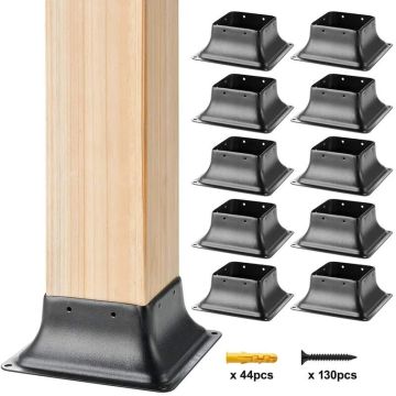 Stulpų pagrindai 101,6x101,6 mm, 10 vnt., plieniniai milteliniu būdu dažyti