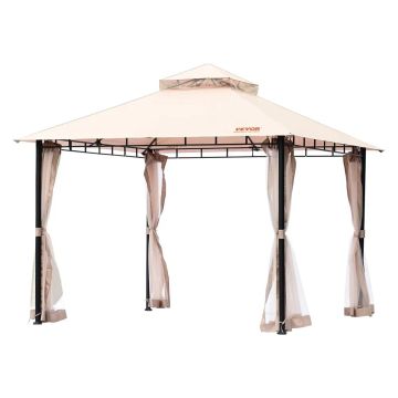 Kiemo pavėsinė 6–8 asmenims, metalinis rėmas, PU dengtas 180 g poliesteris, su tinkleliu nuo uodų, 3x3 m