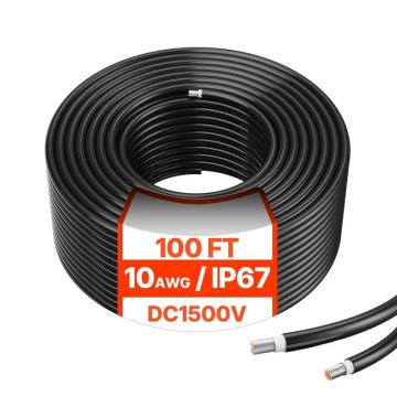 30,48 m saulės baterijų prailginimo kabelis, 6 mm², juodas, IP67