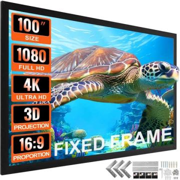 100-дюймовый проекционный экран 16:9 4K HD, алюминиевая рама, портативный, настенный.