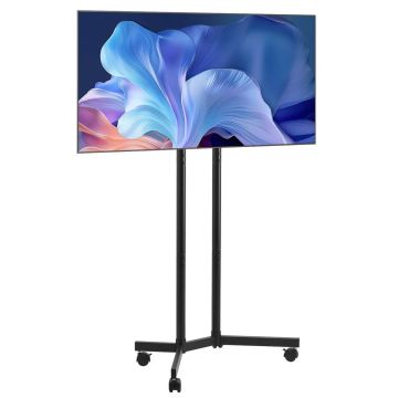 Nešiojamas televizoriaus ir monitoriaus stovas su ratukais, 32–65", reguliuojamas aukštis, VESA 400x400 mm, iki 40 kg