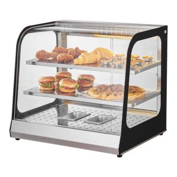 2 aukštų komercinis maisto šildytuvas su grūdintu stiklu, 111 L, 850 W