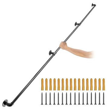 Anglinio plieno vamzdžių turėklai, 335 cm, pramoniniai, sieniniai