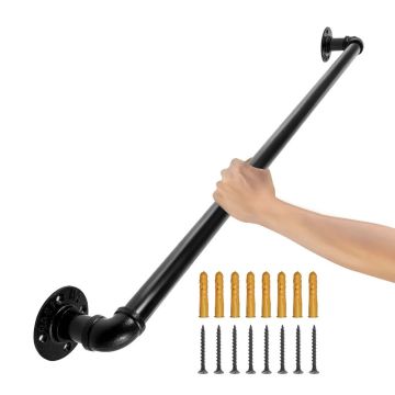 Laiptų turėklai iš anglinio plieno, 61 cm, sieniniai