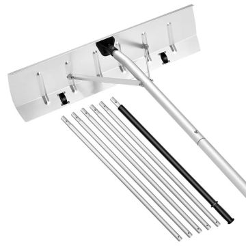 Stogo grėblys sniegui ir lapams, 66 cm aliuminis peilis, reguliuojamas 2,3–6 m, su ratukais