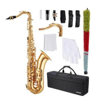 Profesionalus tenorinis saksofonas B bemolis, varinis, aukso spalvos, 23 klavišai, komplekte dėklas ir priedai
