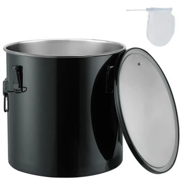 Riebalų kibiras 8 galonų, nerūdijančio plieno su dangčiu ir filtru, juodas