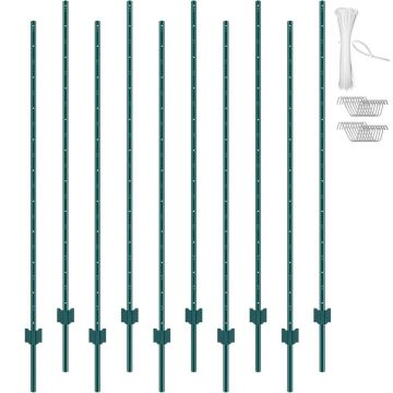 Tvirti metaliniai žali tvoros stulpai 182,9 cm, 10 vnt.