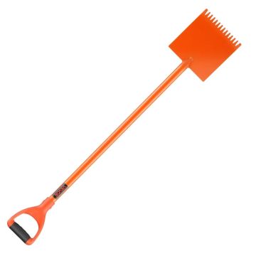 Čerpių kastuvas su D formos rankena, plieninis, oranžinis