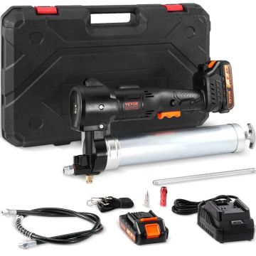 Akumuliatorinis elektrinis riebalų pistoletas, 20 V, 10 000 PSI, 39" žarna, juodas, komplekte baterija ir kroviklis