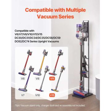 Dulkių siurblio stovas su 4 kabliukais, suderinamas su dyson V6–V15