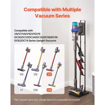 Dulkių siurblio stovas su ratukais dyson V6–V15 vertikaliems modeliams