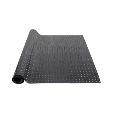 Diamond-plate guminis garažo grindų kilimėlis, 3 mm, juodas, 4x10 pėdų