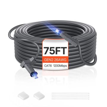 Starlink gen 2 prailginimo kabelis, 22,86 m, 1200 mbps, 26 AWG