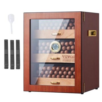 Rankų darbo ispaniško kedro medienos cigarų drėkintuvas su higrometru, 100–150 cigarų