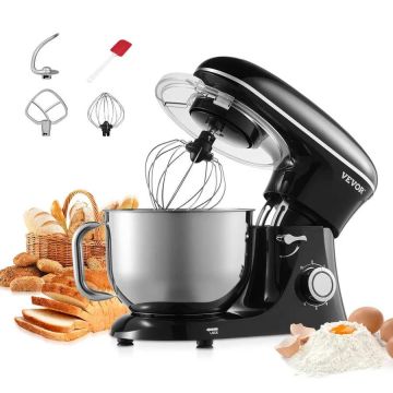 Stovimas juodas 6 QT maisto maišytuvas su nerūdijančio plieno dubeniu, 1400 W, 6 greičiai