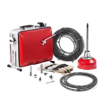 Elektrinė kanalizacijos valymo mašina, 390 W, su plieniniu lynu (50–110 mm)
