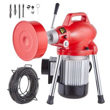 Elektrinis kanalizacijos grąžtas 66ft x 5/8", 250W, su plieniniais lynais ir pjovimo ašimis
