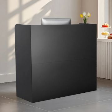 Registratūros stalas su užrakinamu stalčiumi, juodas, 47x19x39 colių