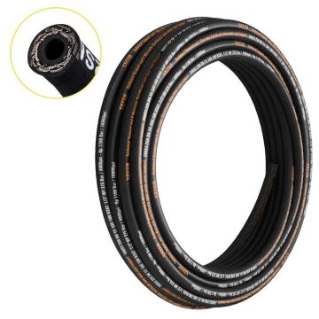 Hidraulinė guminė žarna 1/2", 100 pėdų, 4000 PSI, spiralė, 2 plieninės vielos pynimai, lanki