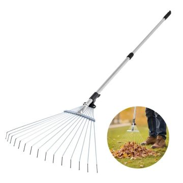 Reguliuojamas metalinis sodo grėblys, 19–57 cm galvutė, 81,3–160 cm rankena