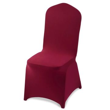 Bordo spalvos tamprūs poliesterio ir spandekso kėdžių užvalkalai, 50 vnt., iki 20x18x37 cm
