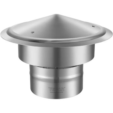 Kamino gaubtas, 152,4 mm, 304 nerūdijančio plieno, sidabro spalvos, apvalus stogo lietaus gaubtas