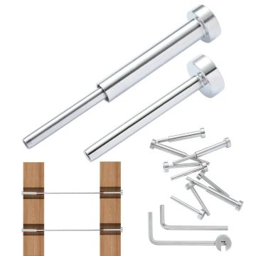 20 vnt. nerūdijančio plieno kabelių turėklų komplektas, T316, sidabrinis, 3,2 mm, mediniams ir metaliniams stulpams