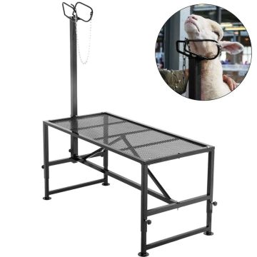 Gyvulių kirpimo stovas 51x23 colių su metaliniu rėmu, tiesia galvute