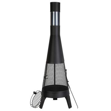 Chiminea 20 colių kūginė lauko malkomis kūrenama laužavietė su grotelių tinkleliu ir kaminu