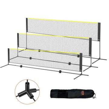 Badmintono ir teniso tinklų rinkinys, reguliuojamo aukščio, 14 pėdų, nešiojamas