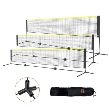 Badmintono ir teniso tinklų rinkinys, reguliuojamas, nešiojamas, 17 pėdų