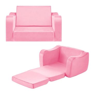 Vaikiška sulankstoma sofa 2in1 su porankiais, rožinė, m